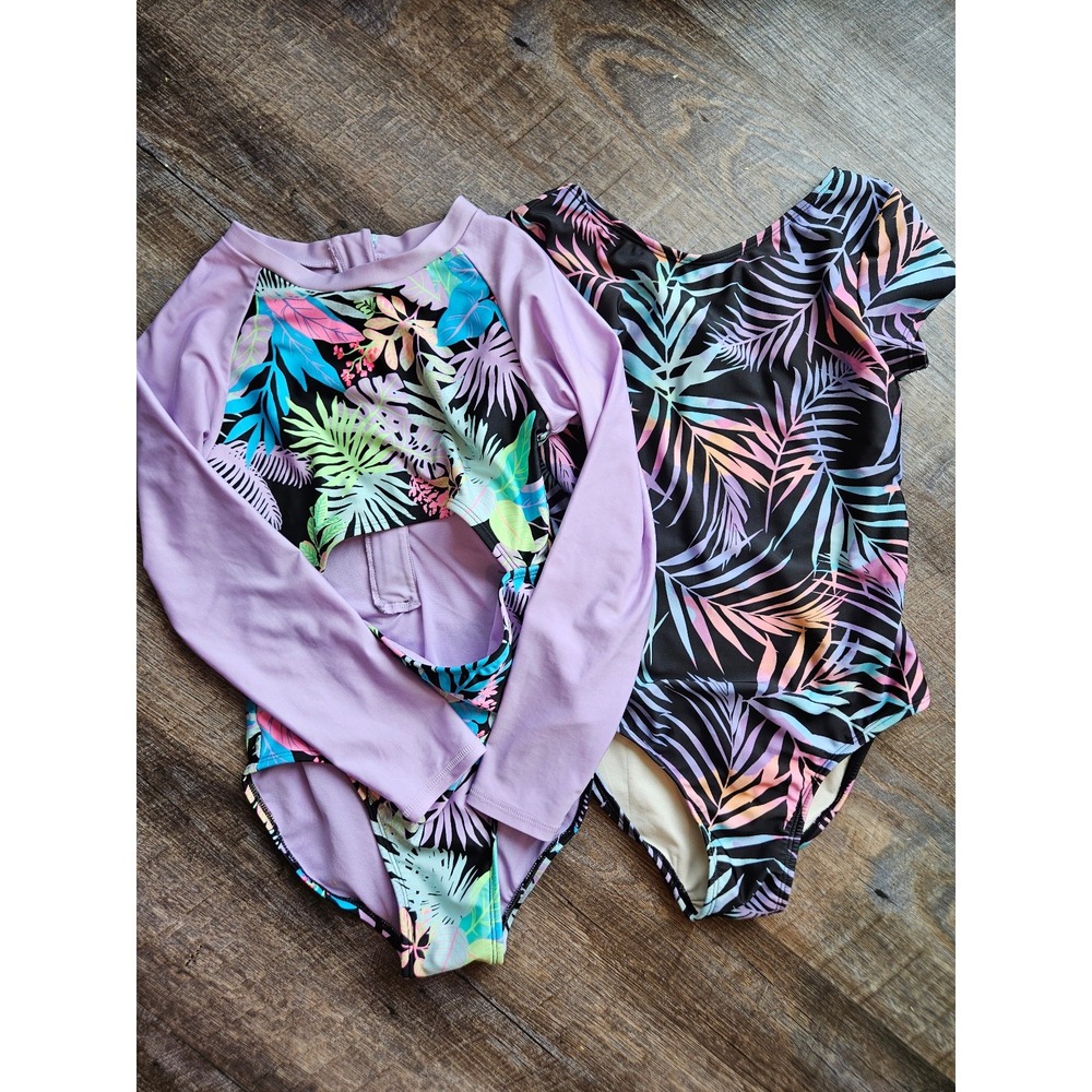 Art Class size 10/12 swimsuits 2 1 pieces 1 short 1 longsleeve EUC